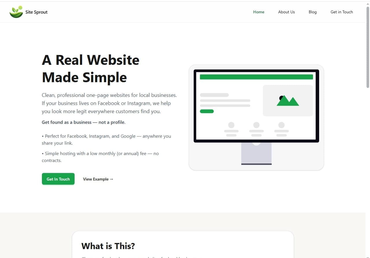 SiteSprout website preview