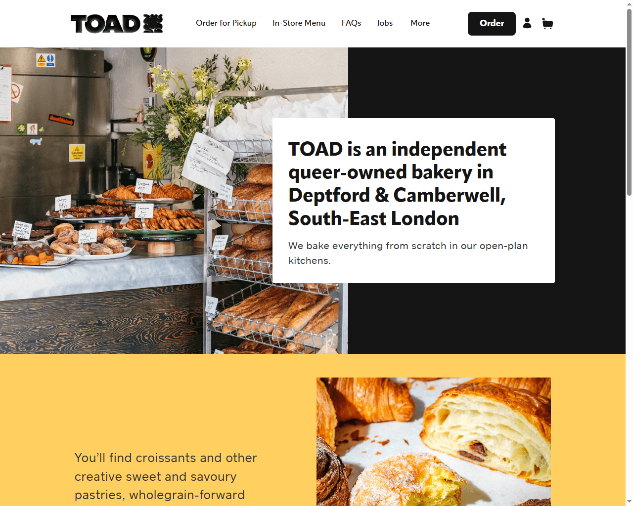 Toad Bakery website preview